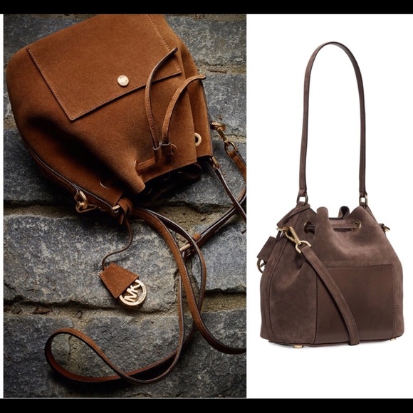 michael kors suede bucket bag